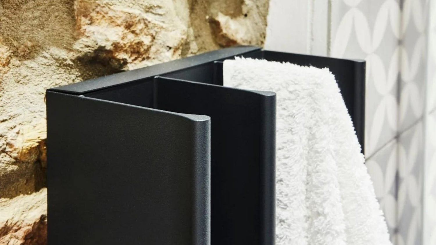 Black gordon heated towel rail hero image